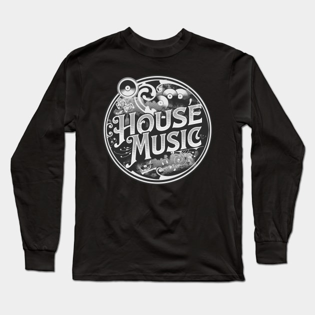 HOUSE MUSIC  - circa old school (grey) Long Sleeve T-Shirt by DISCOTHREADZ 